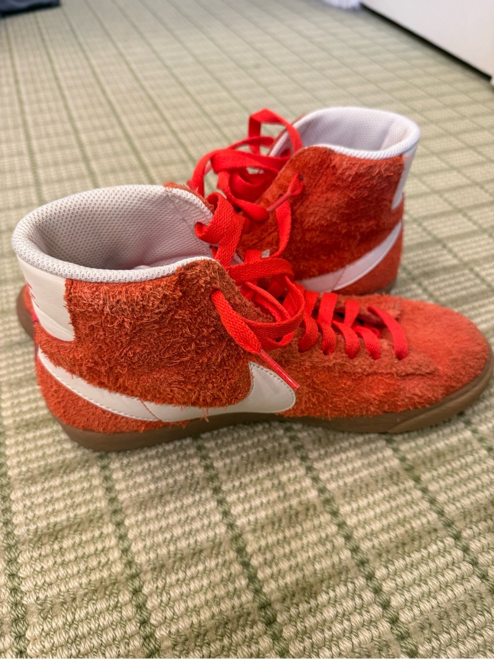 Nike Orange and White High-Top Athletic Sneakers